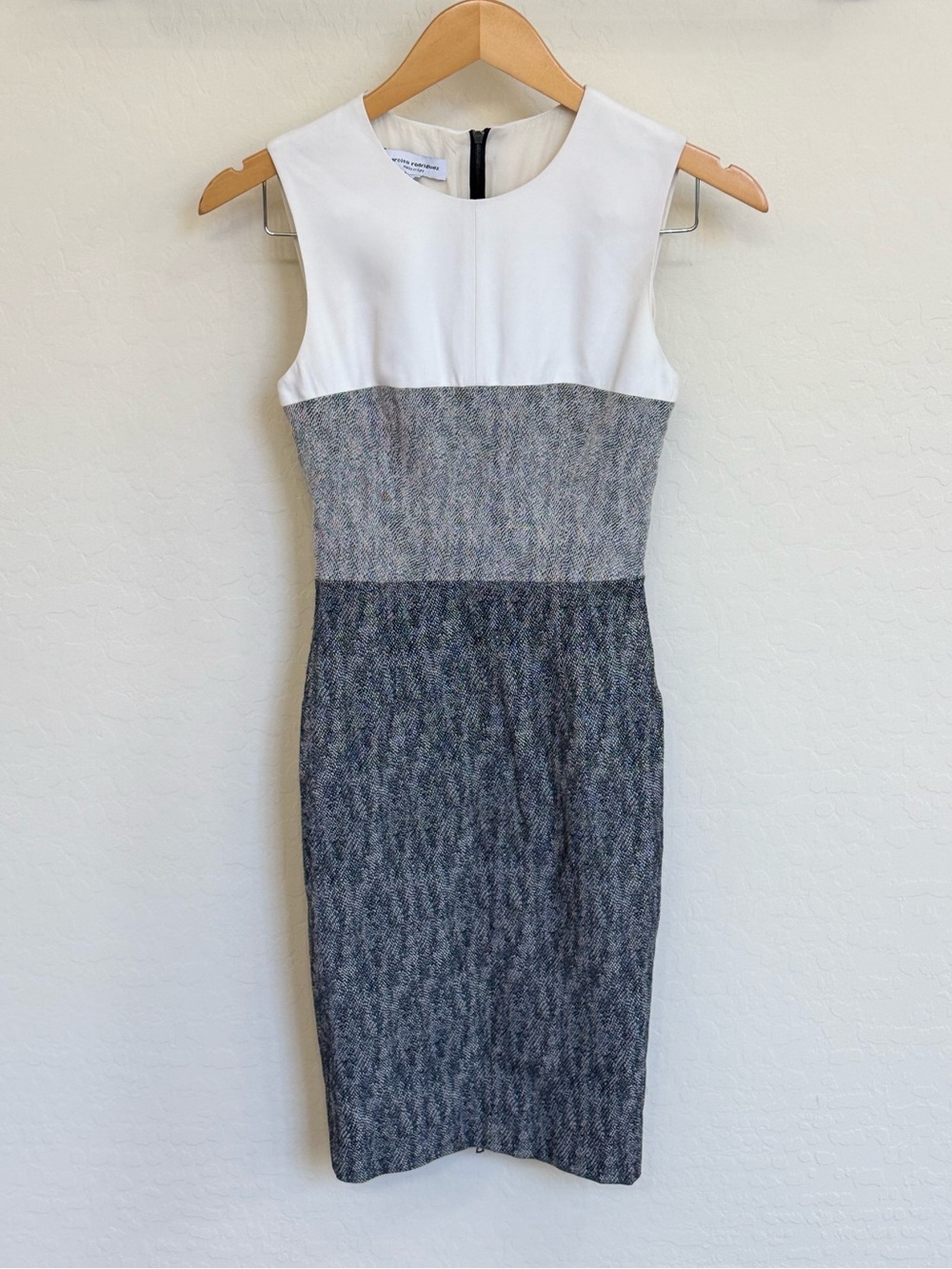 Narciso Rodriguez Colorblock Tweed Sheath Dress White Gray Size IT 40 US 4